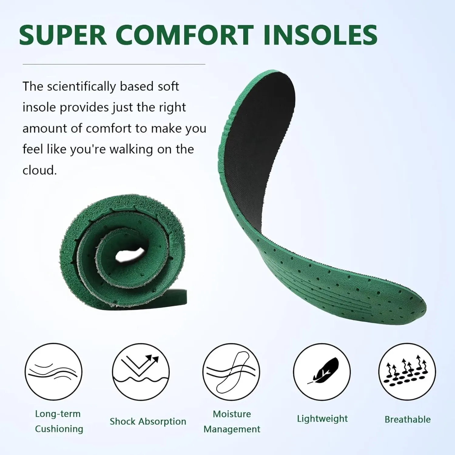 2 Pairs Insoles for Men and Women Replacement Shoe Inserts for Comfort Shock Absorption Breathable Shoe Liners for Running Walking, Hiking, Working, Trim to Fit Black W8-11/M6-9