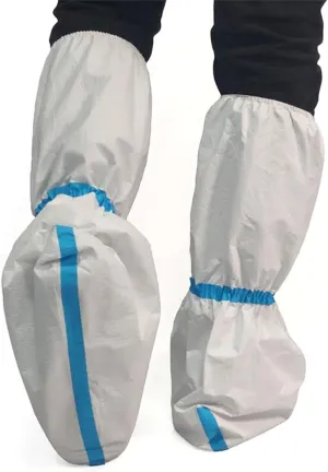 6 Pairs Disposable Hazmat Boot and Shoe Covers Knee High Booties Non-Slip and Waterproof White 18 inch Tall