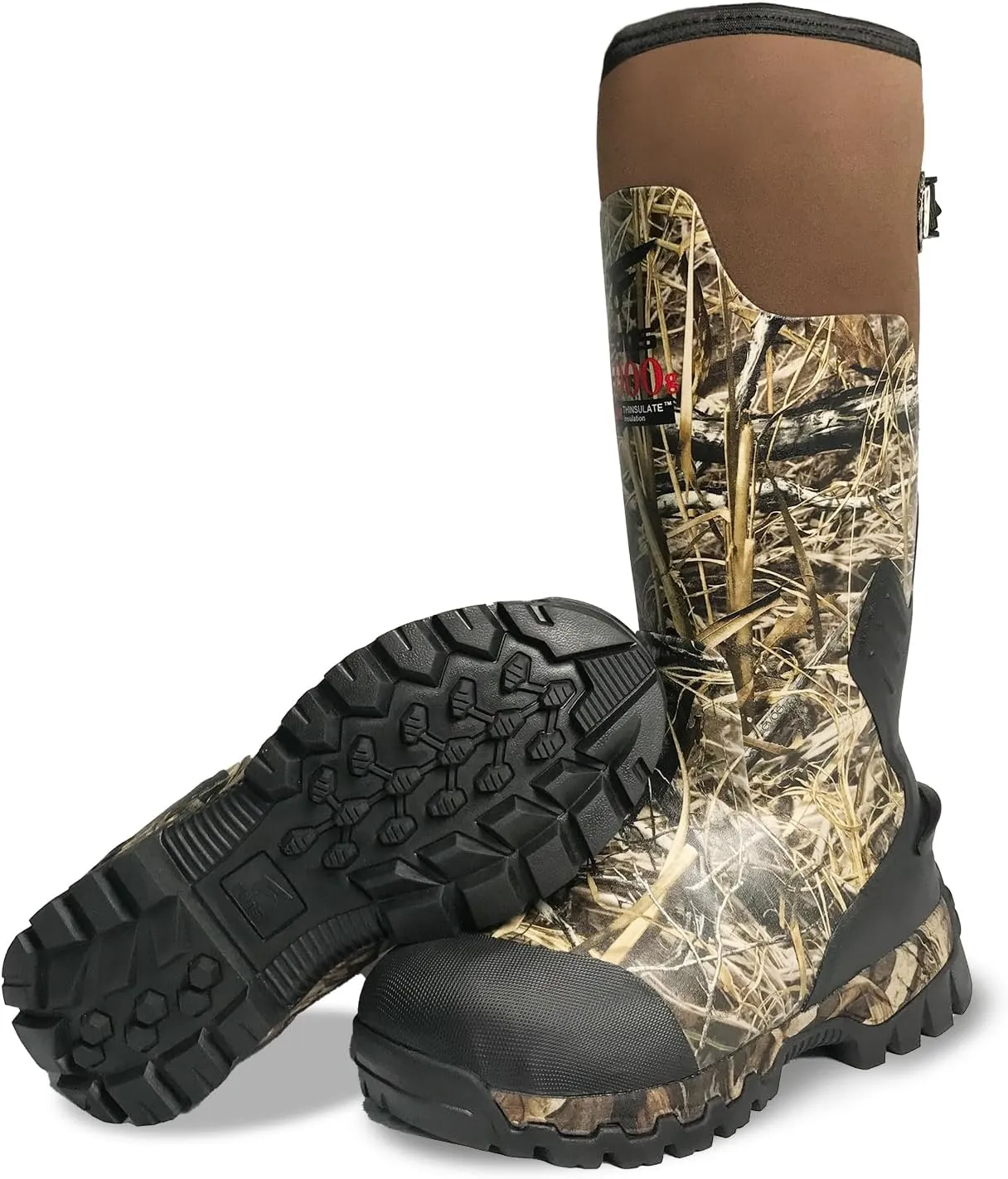 8 Fans Rubber Hunting Boots with 1000G Thinsulate Insulation,Next Camo Waterproof Rubber Mud Muck Boots with 5mm Neoprene for Men