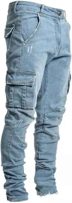 ABSECAI Men's Ripped Jeans Slim Fit Skinny Stretch Jeans Pant