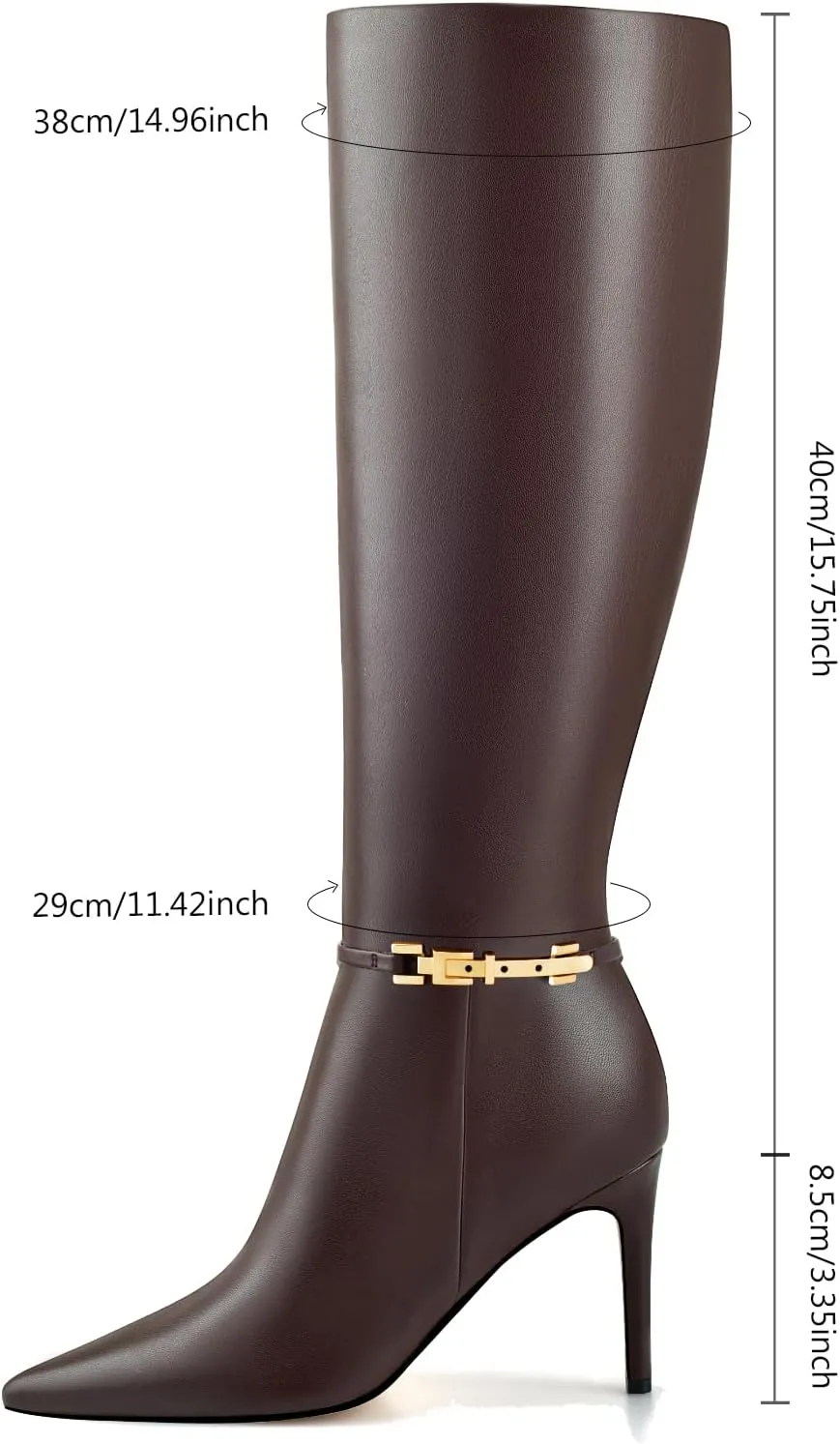 Adrizzlein Knee High Boots Women Pointed Toe Stiletto Tall Boots Sexy High Heel Long Boots Fashion Dress Shoes With Side Zipper