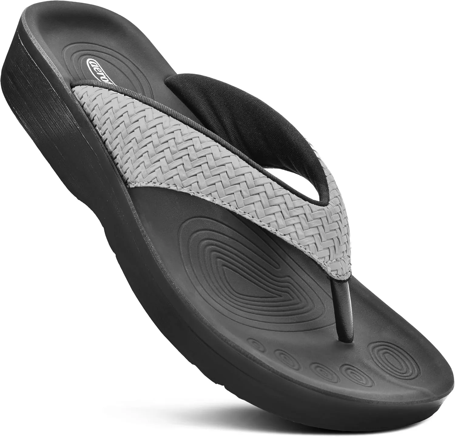 AEROTHOTIC Arch Support Flip Flops for women Stylish Cushioned Padded Straps with Soft Toe Post Slip on Footwear Dressy Travel Recovery Outdoor Comfortable Walking Women Sandals