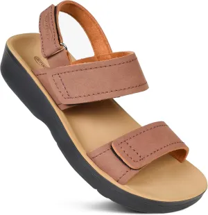AEROTHOTIC Comfortable Sports Sandals for Women Athletic Outdoor Walking Hiking Cushioned Memory Foam Adjustable BackStrap Beach Sandals with Arch Support