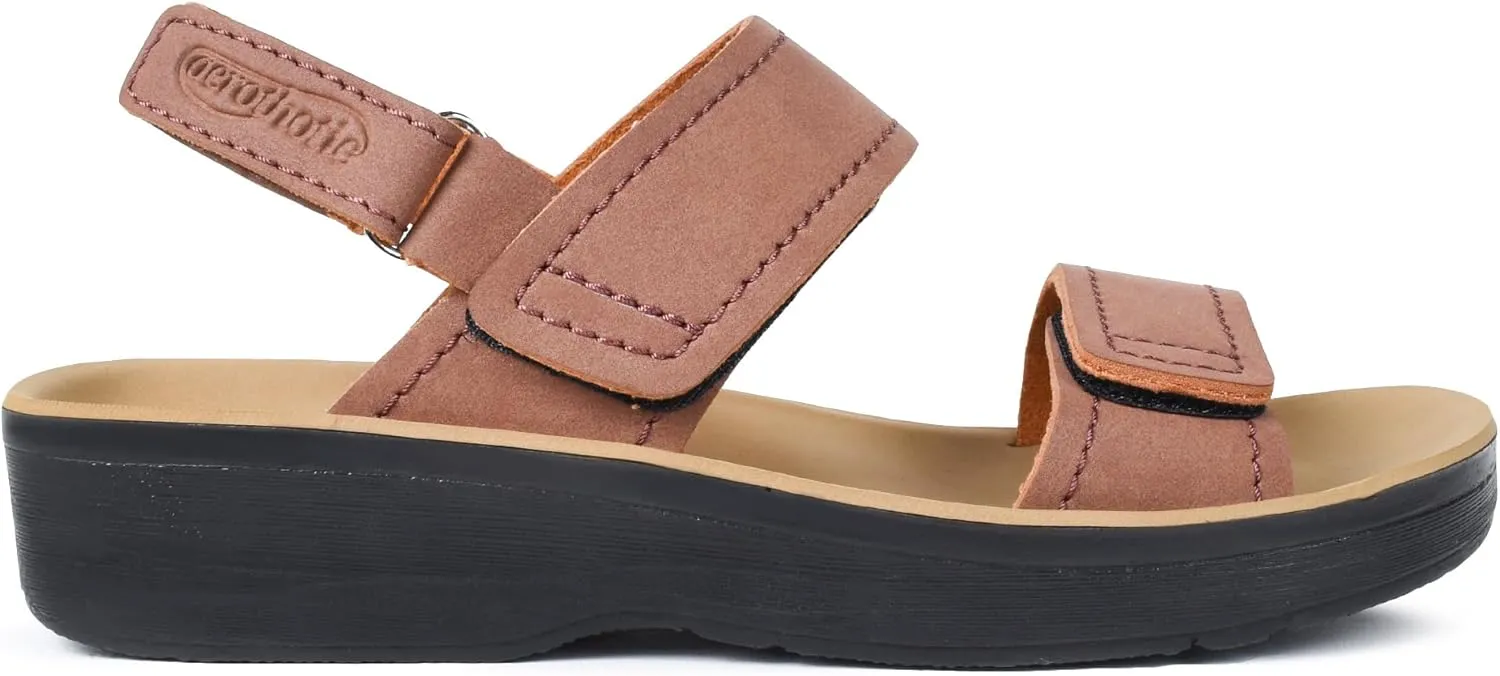 AEROTHOTIC Comfortable Sports Sandals for Women Athletic Outdoor Walking Hiking Cushioned Memory Foam Adjustable BackStrap Beach Sandals with Arch Support