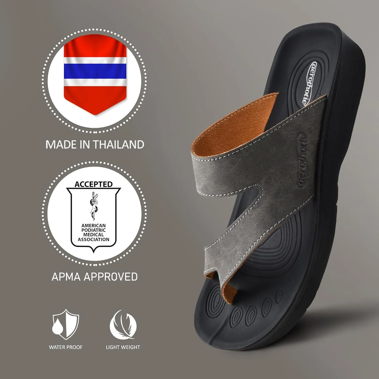AEROTHOTIC Comfy Arch Support flip flops for women Split Toe Stylish Cushioned Strap with non-slip footbed Walking Dressy Sandals Indoor and Outdoor