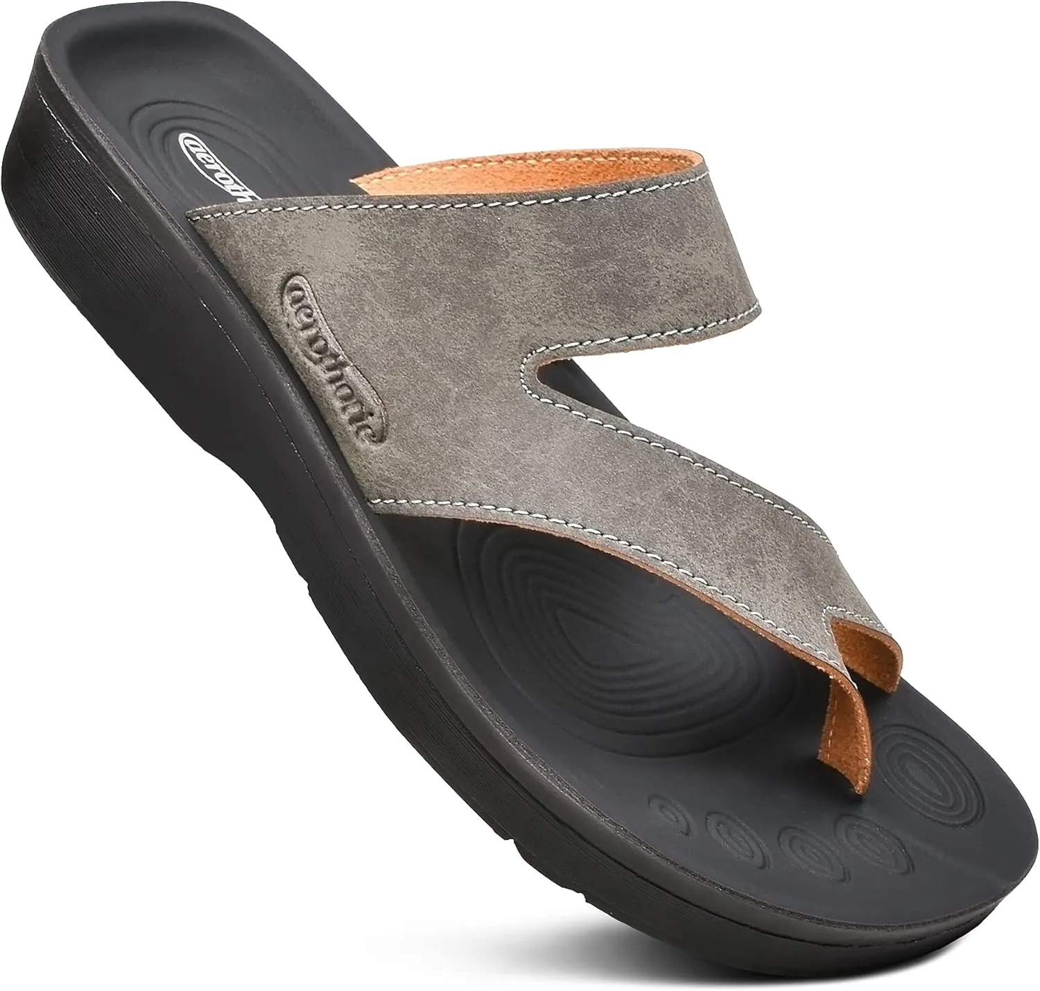 AEROTHOTIC Comfy Arch Support flip flops for women Split Toe Stylish Cushioned Strap with non-slip footbed Walking Dressy Sandals Indoor and Outdoor