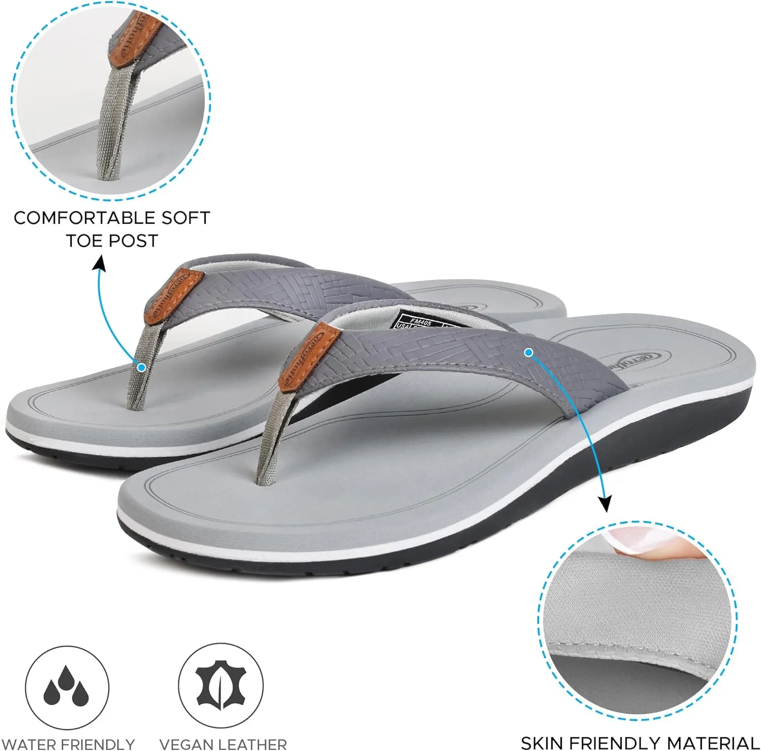 AEROTHOTIC Flip Flops Arch Support Womens – Slip On Recovery Plantar Fasciitis Relief Orthotic Slippers – Lightweight Thong Cushioning Sandals Women – Indoor Outdoor Beach Yoga Mat Footbed Footwear