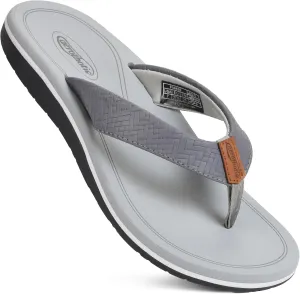 AEROTHOTIC Flip Flops Arch Support Womens – Slip On Recovery Plantar Fasciitis Relief Orthotic Slippers – Lightweight Thong Cushioning Sandals Women – Indoor Outdoor Beach Yoga Mat Footbed Footwear