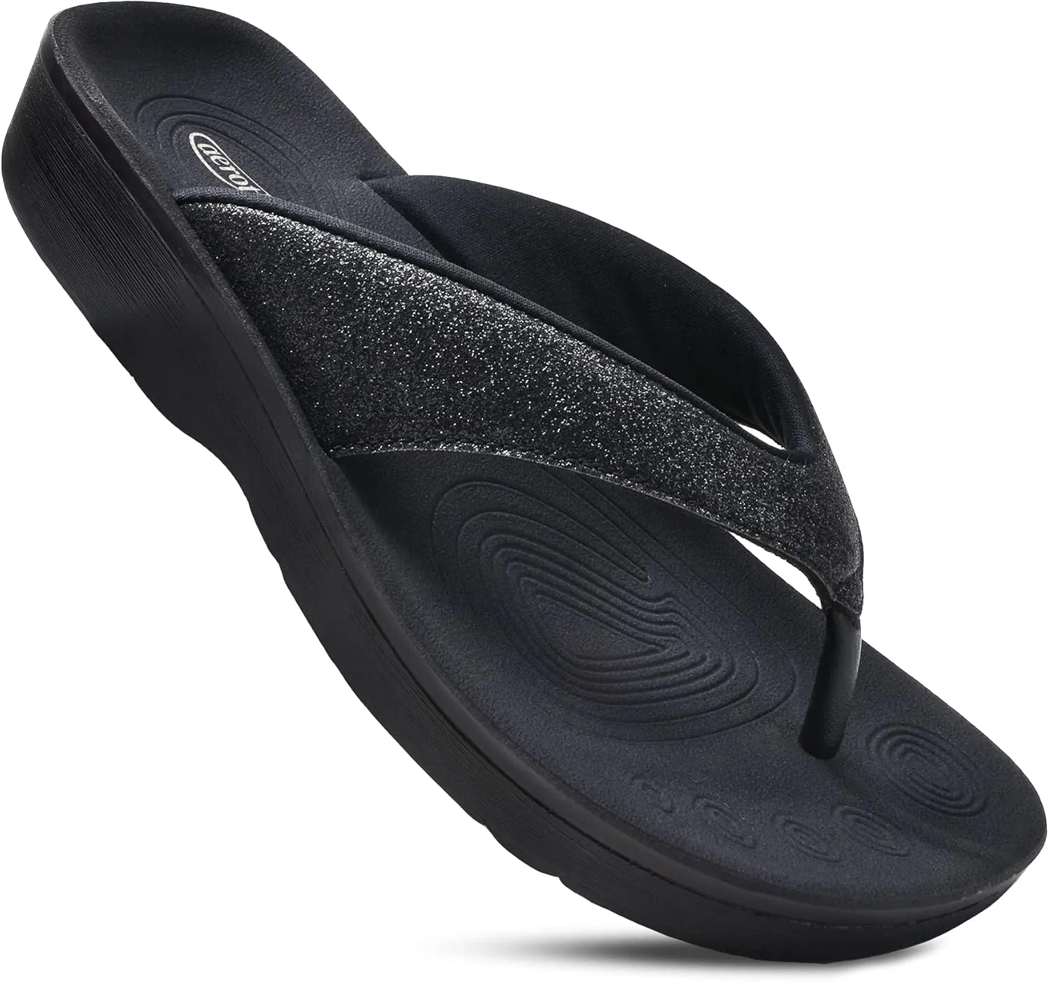 AEROTHOTIC Slip On Recovery Footwear Plantar Fasciitis Flip Flops for Women Yoga Mat Outdoor Walking Beach Ladies Arch Support Summer Thong Dressy Casual Sandals Comfortable Vacation Essentials