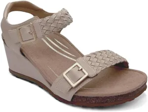 Aetrex Women's Grace Orthopedic Adjustable Woven Wedge Sandals - Ankle Strap Arch Support Platform Wedge Shoes