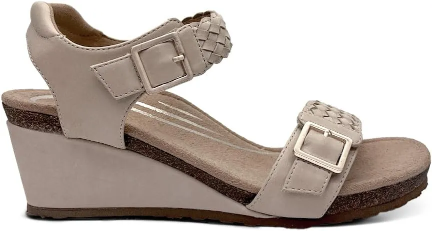 Aetrex Women's Grace Orthopedic Adjustable Woven Wedge Sandals - Ankle Strap Arch Support Platform Wedge Shoes