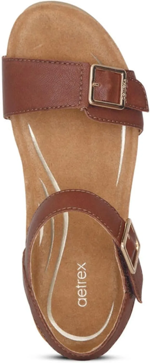Aetrex Women's Lexa Orthopedic Adjustable Ankle Strap Arch Support Wedge Sandals