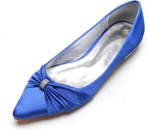 AGVER Bridal Flat Shoes Ladies Rhinestones Satin Pointed Toe Ballet Flats Wedding Party Dress Shoes