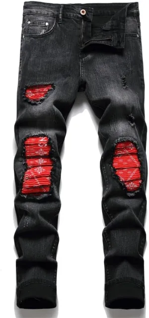 AITITIA Men's Ripped Regular Fit Stretch Jeans
