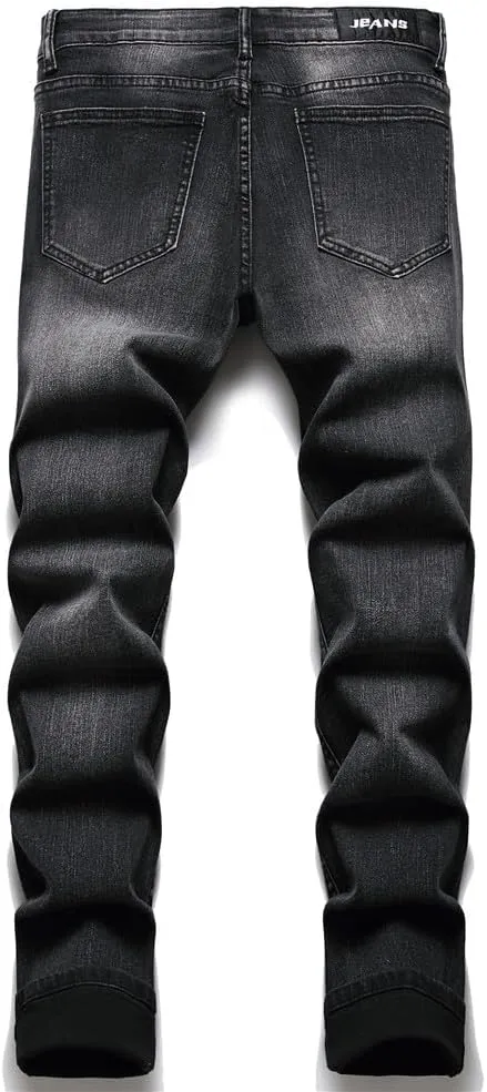 AITITIA Men's Ripped Regular Fit Stretch Jeans