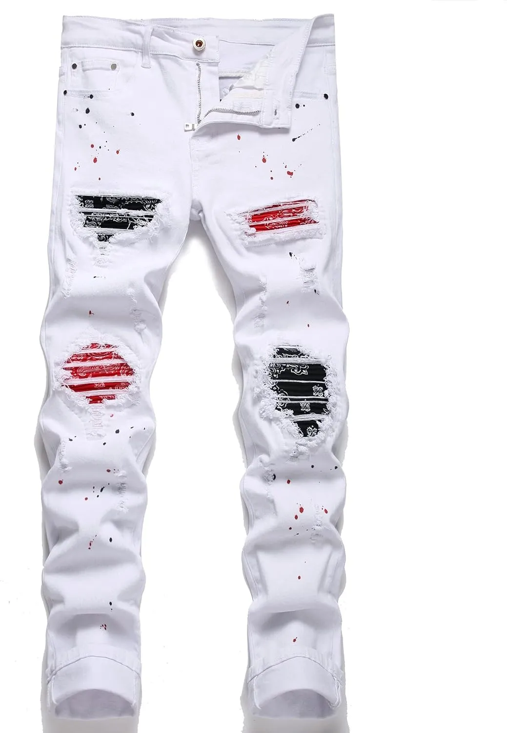 AITITIA Men's Ripped Regular Fit Stretch Jeans