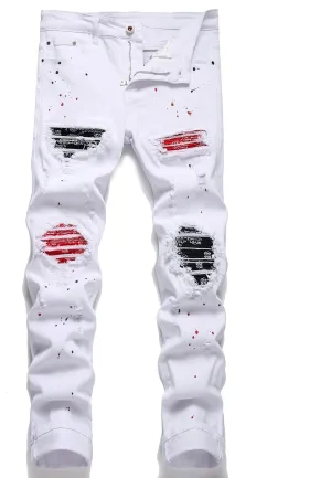AITITIA Men's Ripped Regular Fit Stretch Jeans