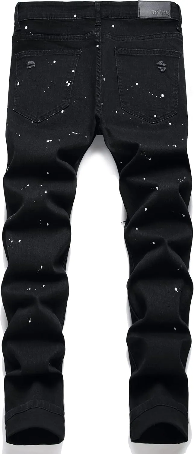 AITITIA Men's Ripped Regular Fit Stretch Jeans