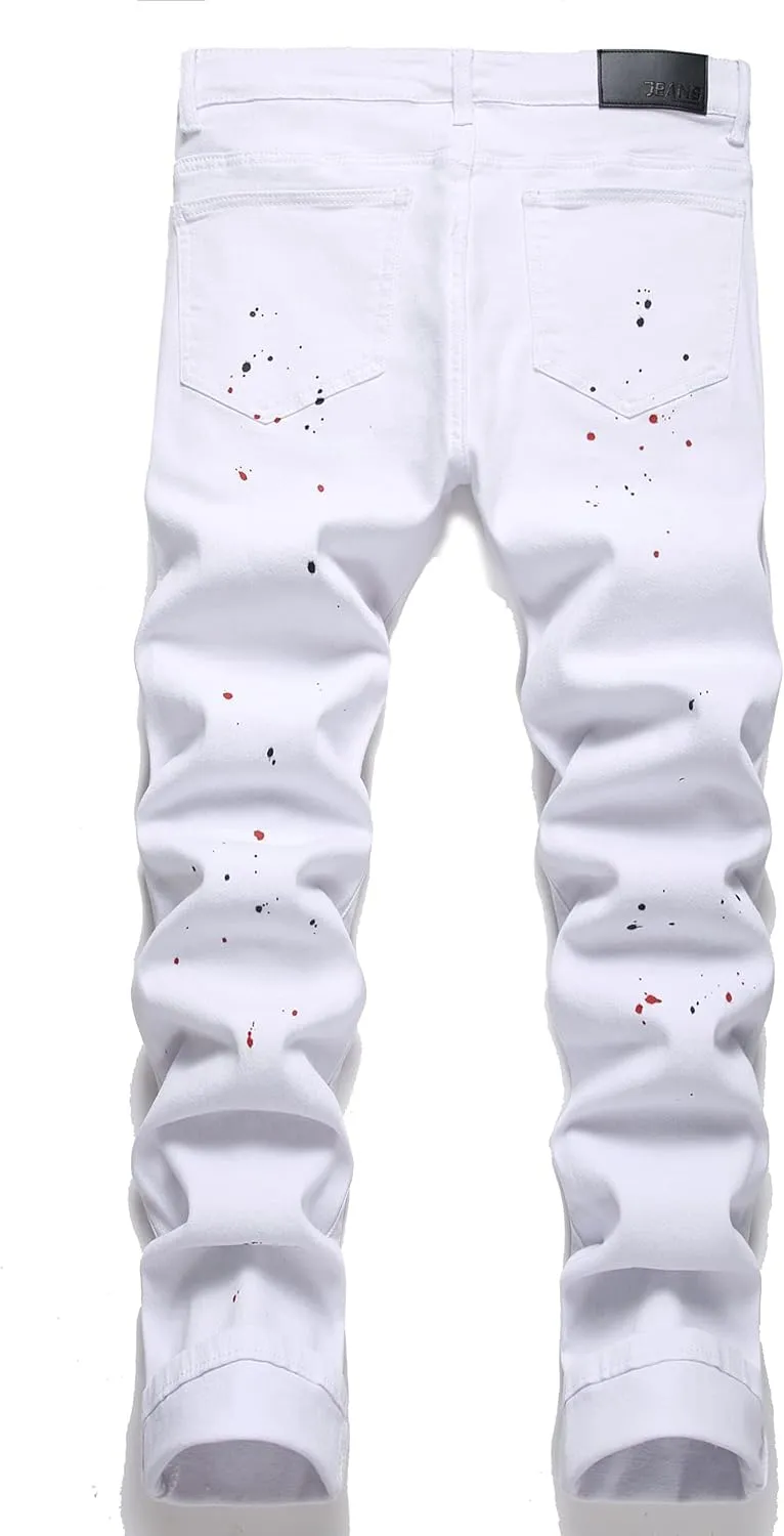 AITITIA Men's Ripped Regular Fit Stretch Jeans