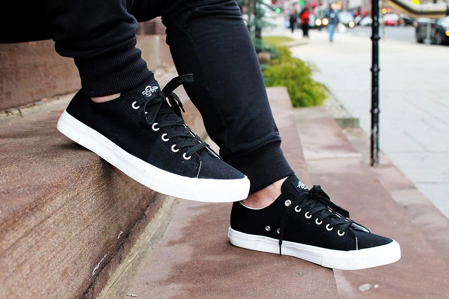 All Sneakers for Men and Women, Low Top Casual Canvas Retro Tennis Shoes, Skateboard Grip Sole Canvas Sneaker Shoes, Comfortable True to Size Footwear - (Black, White)