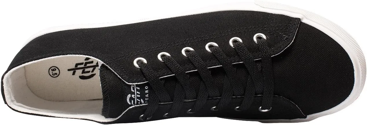 All Sneakers for Men and Women, Low Top Casual Canvas Retro Tennis Shoes, Skateboard Grip Sole Canvas Sneaker Shoes, Comfortable True to Size Footwear - (Black, White)
