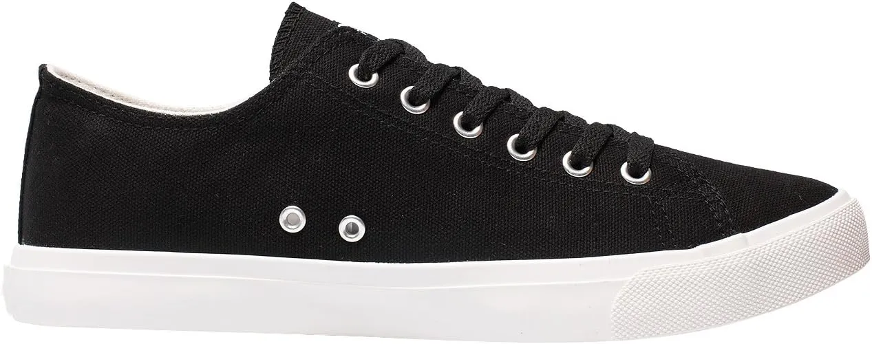 All Sneakers for Men and Women, Low Top Casual Canvas Retro Tennis Shoes, Skateboard Grip Sole Canvas Sneaker Shoes, Comfortable True to Size Footwear - (Black, White)