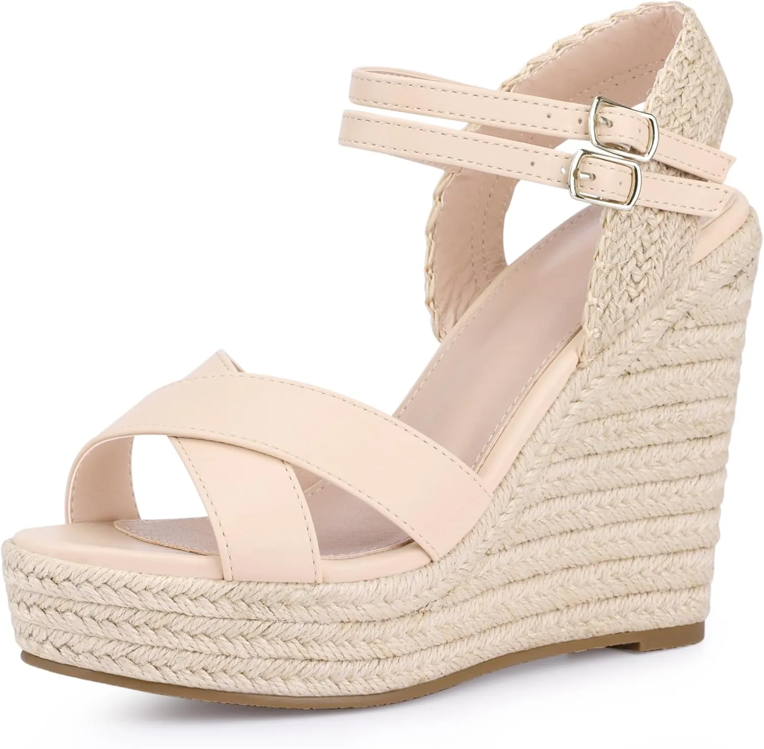 Allegra K Women's Espadrilles Platform Wedges Open Toe Wedge Heel Sandals