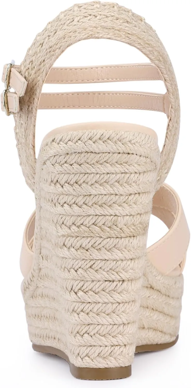 Allegra K Women's Espadrilles Platform Wedges Open Toe Wedge Heel Sandals