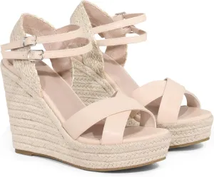 Allegra K Women's Espadrilles Platform Wedges Open Toe Wedge Heel Sandals