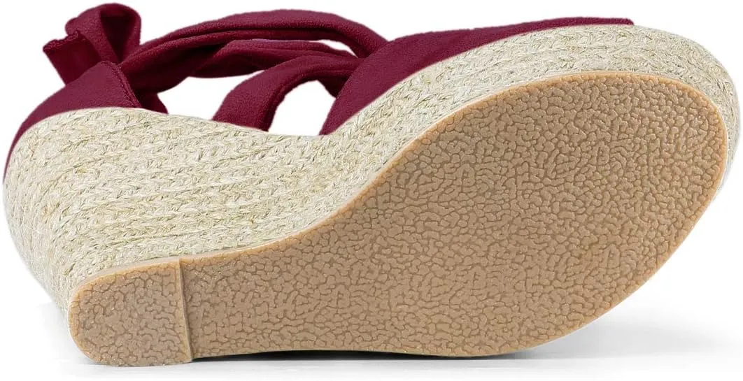 Allegra K Women's Lace Up Espadrilles Platform Platform Wedges Sandals