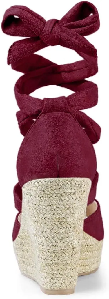 Allegra K Women's Lace Up Espadrilles Platform Platform Wedges Sandals