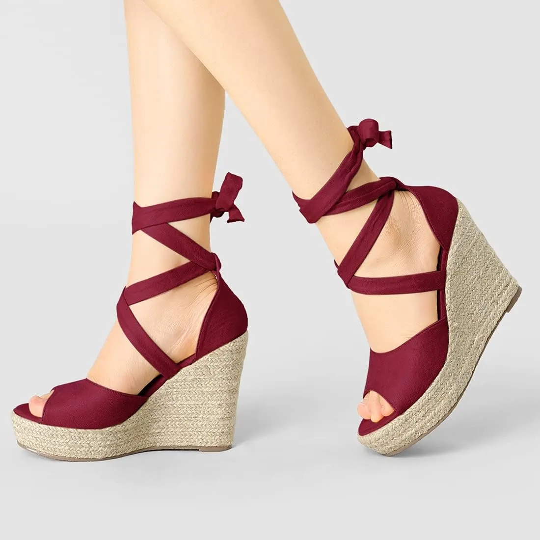 Allegra K Women's Lace Up Espadrilles Platform Platform Wedges Sandals