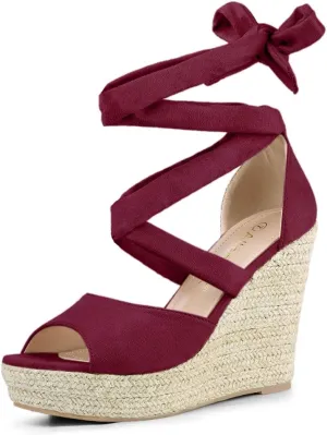 Allegra K Women's Lace Up Espadrilles Platform Platform Wedges Sandals