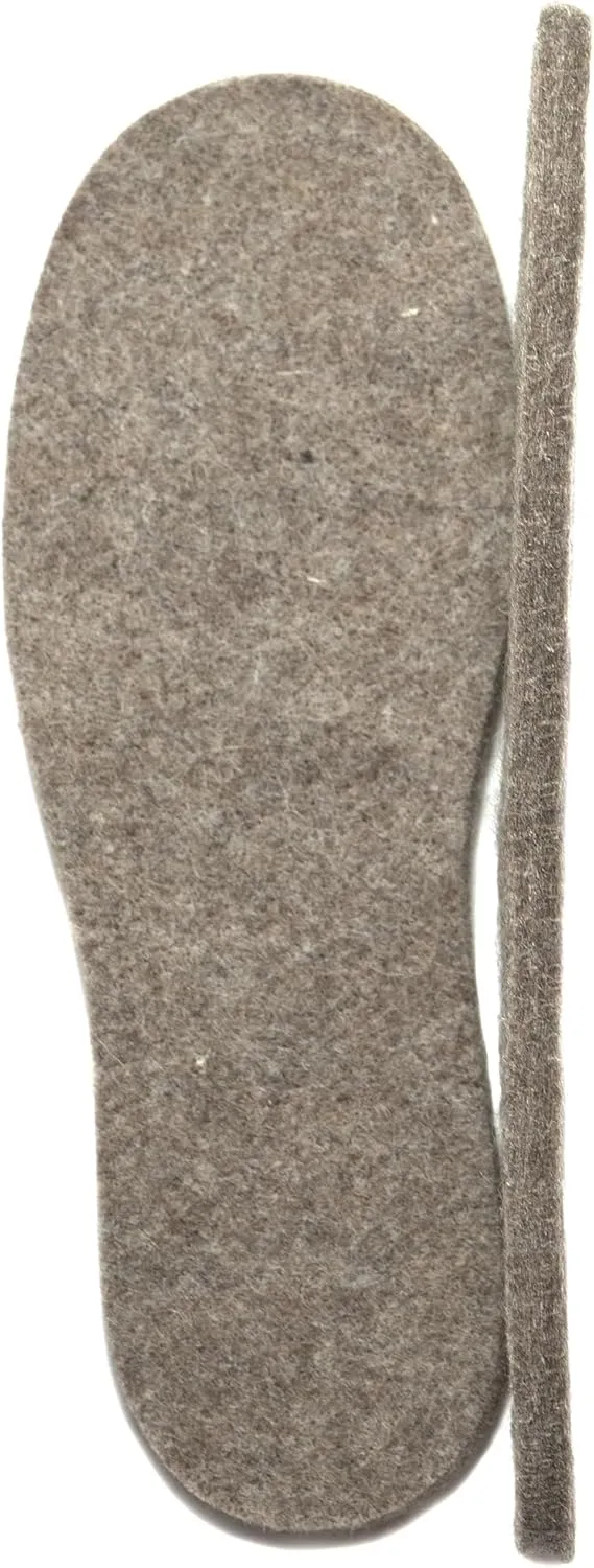 Alpaca & Sheep Soft Wool 100% All-Natural Felt Insoles for Men and Women (Brown, Large)