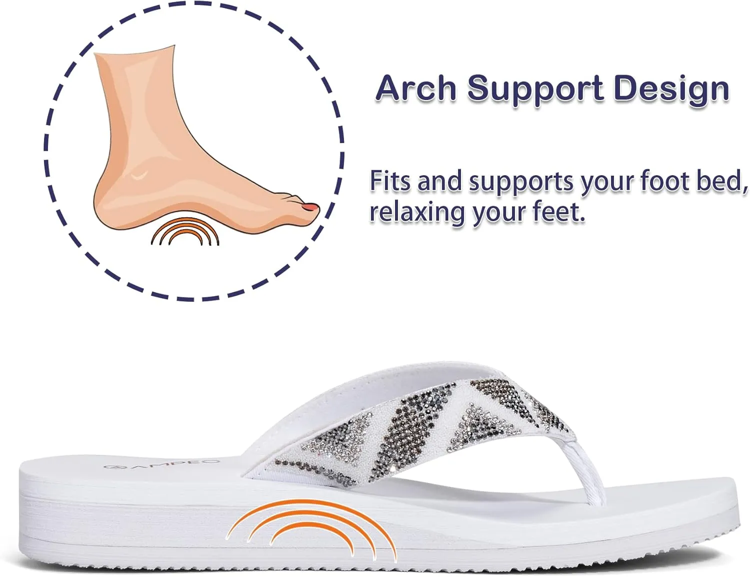 Ampeo Women's Arch Support Flip Flops Comfortable Casual Summer Beach Thong Sandals