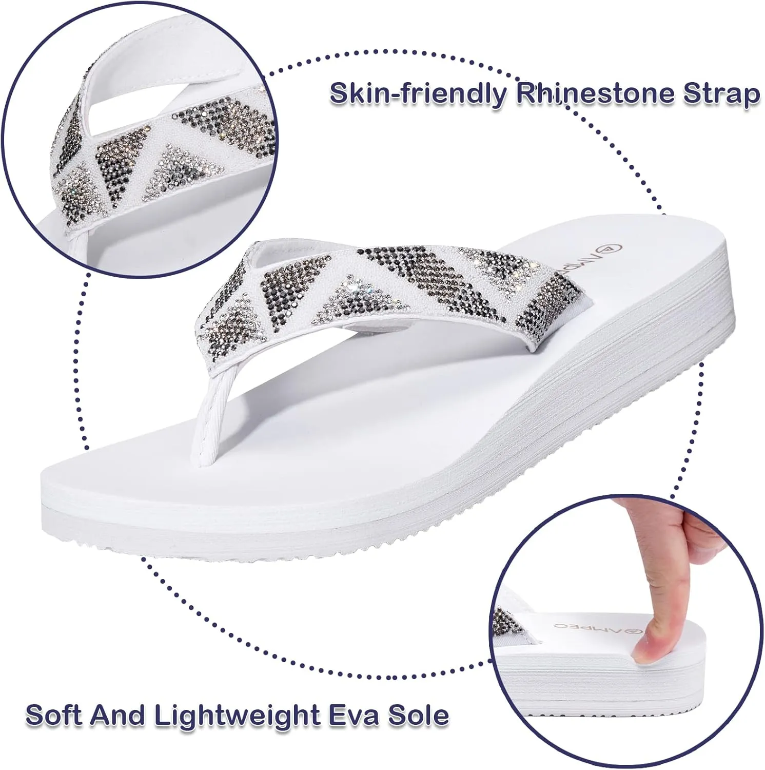Ampeo Women's Arch Support Flip Flops Comfortable Casual Summer Beach Thong Sandals