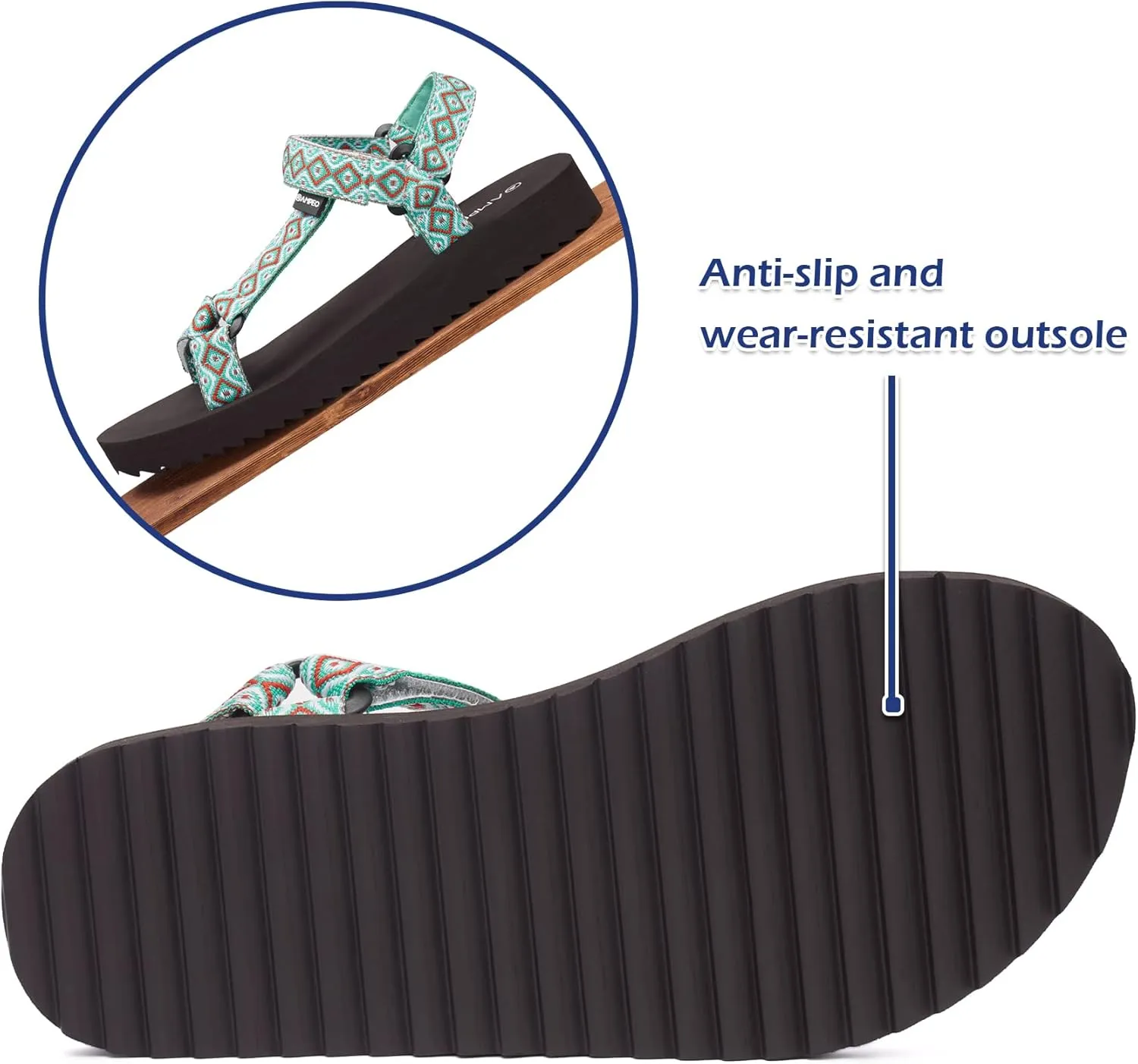 Ampeo Women's Arch Support Hiking Sandals Comfortable Summer Beach Walking Sport Athletic Water Sandals