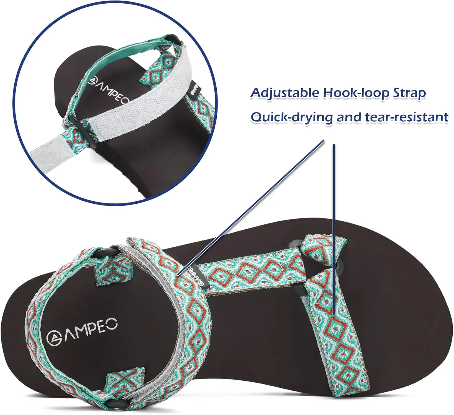 Ampeo Women's Arch Support Hiking Sandals Comfortable Summer Beach Walking Sport Athletic Water Sandals