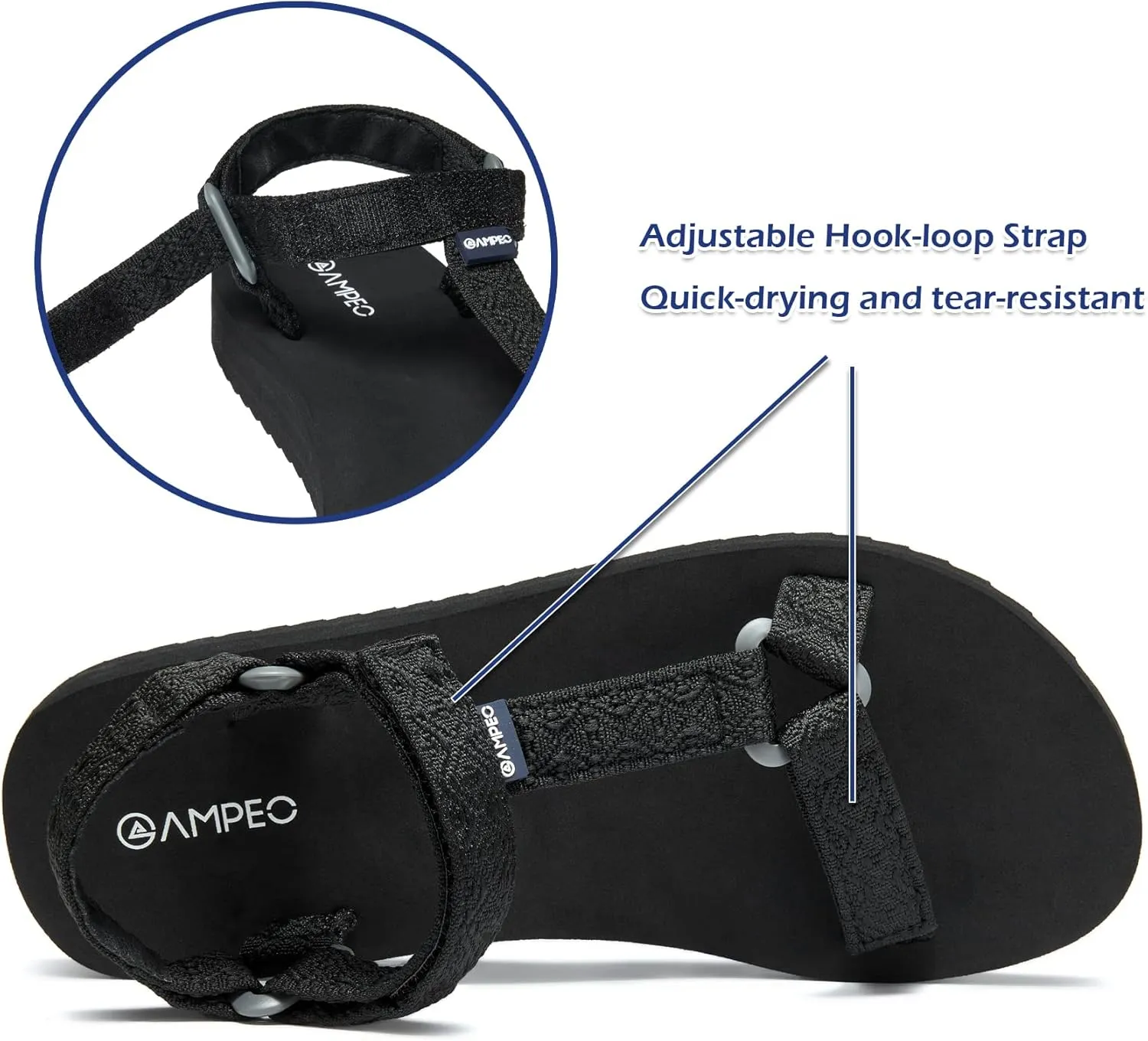 Ampeo Women's Arch Support Hiking Sandals Comfortable Summer Beach Walking Sport Athletic Water Sandals