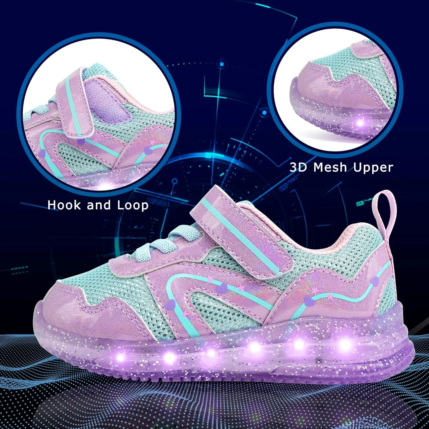 AMZZPIK Light Up Shoes for Boys Girls Toddler LED Flashing Sneakers Breathable Sport Walking Shoes for Kids