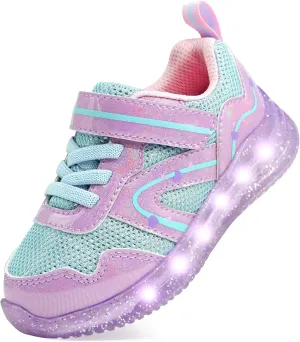 AMZZPIK Light Up Shoes for Boys Girls Toddler LED Flashing Sneakers Breathable Sport Walking Shoes for Kids