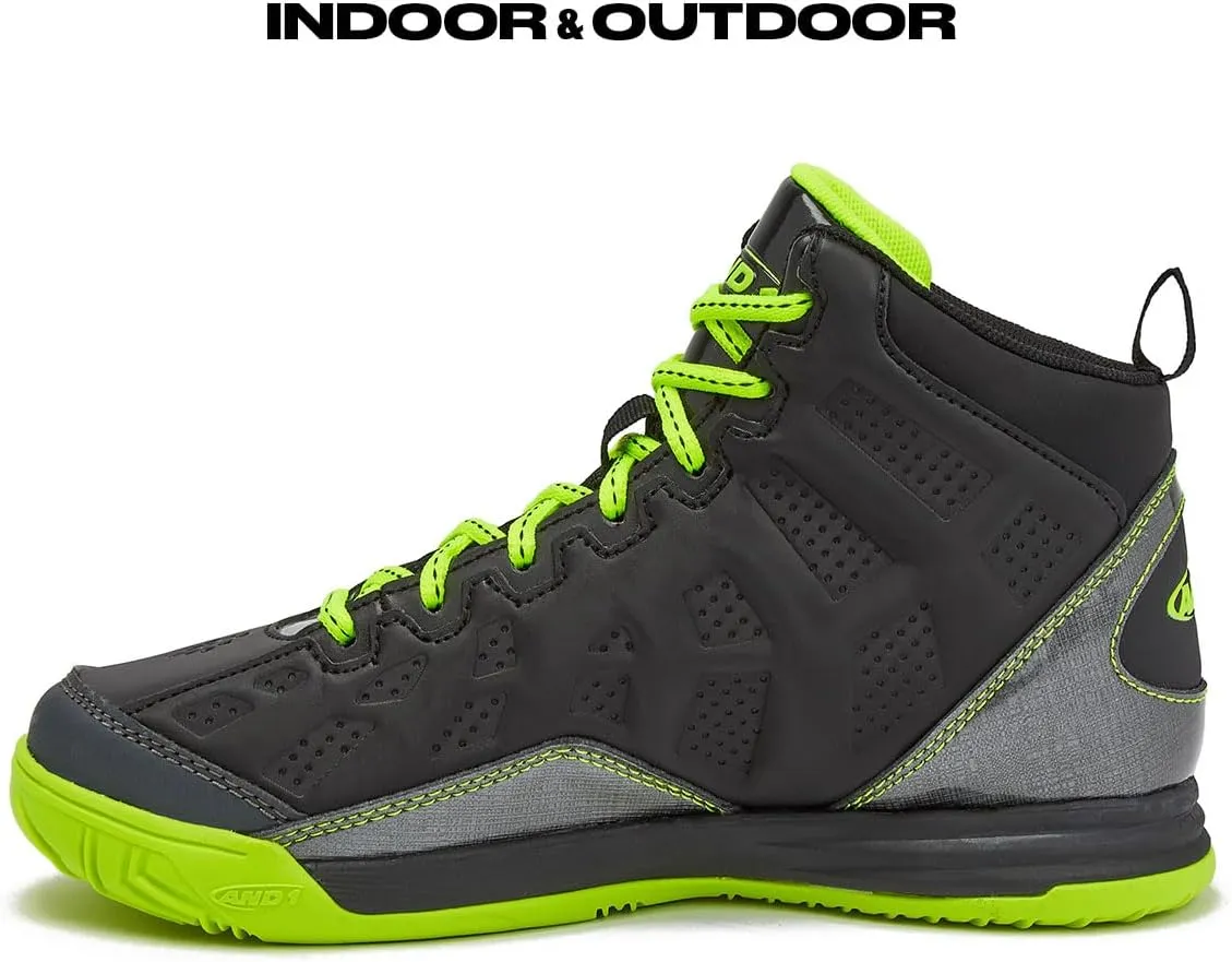 AND1 Showout Girls & Boys Basketball Shoes Kids, Boys High Top Sneakers, Youth Size 1 to 7 Kids Basketball Shoes Boys