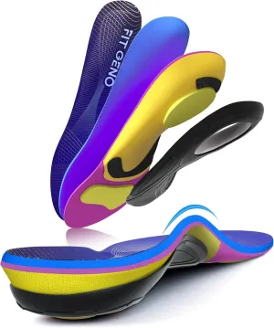 Arch Support Plantar Fasciitis Insoles: Fit Geno Orthotics Inserts for High Arch Pain Relief – Heavy Duty Shoe Inserts for Women & Men 220lbs  – for Work Boots & Sneakers (Women's 12-13 / Men's 10-11)