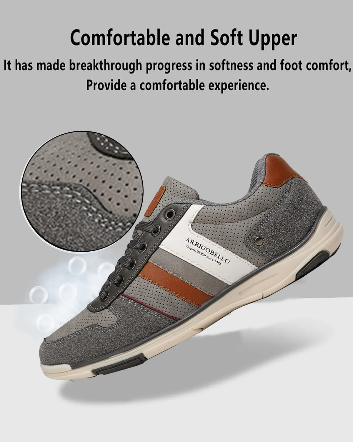 ARRIGO BELLO Men Shoes Casual Sneakers Fashion Low-Top Leather Non-Slip Walking Trainers Size 8-12