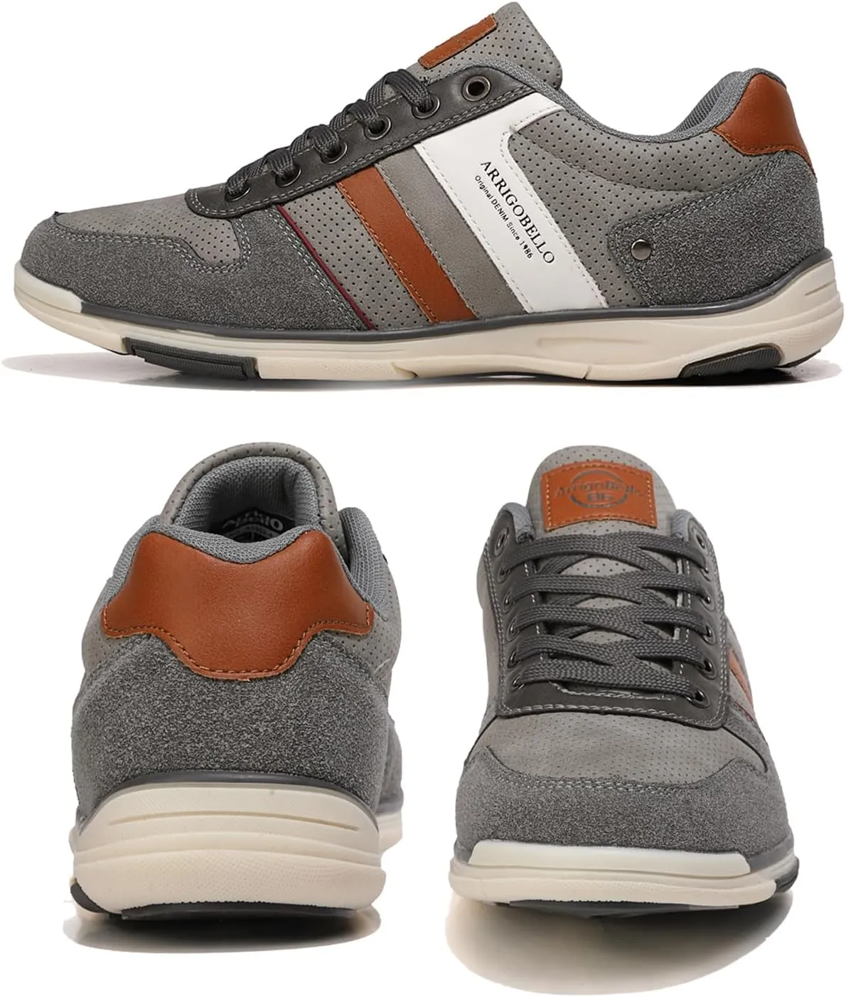 ARRIGO BELLO Men Shoes Casual Sneakers Fashion Low-Top Leather Non-Slip Walking Trainers Size 8-12