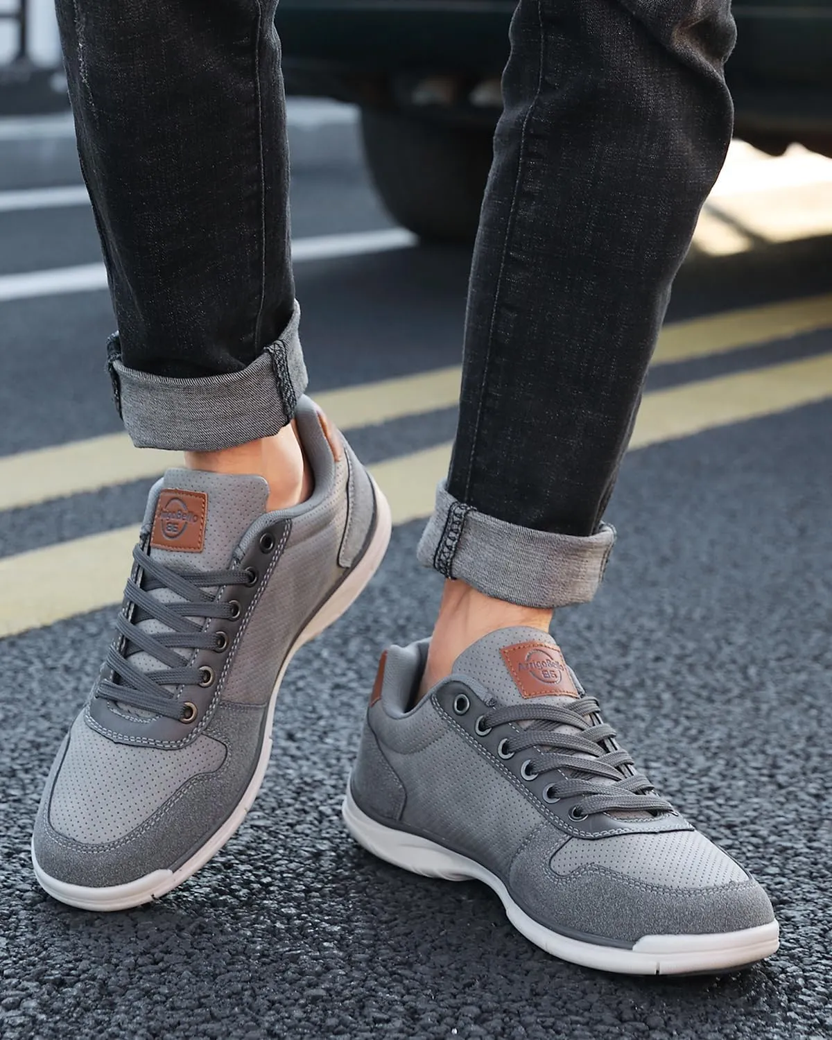 ARRIGO BELLO Men Shoes Casual Sneakers Fashion Low-Top Leather Non-Slip Walking Trainers Size 8-12
