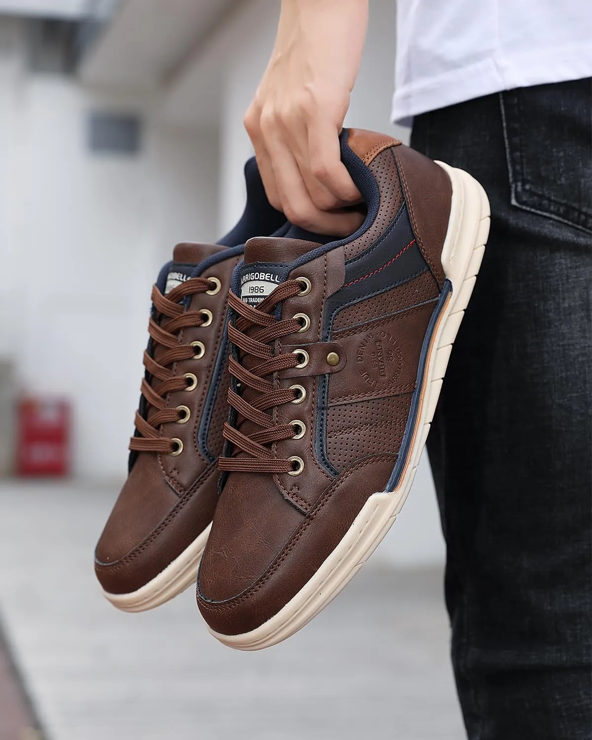 ARRIGO BELLO Mens Casual Shoes Fashion Sneakers Breathable Comfort Classic Lace-Up Low Top Walking Shoes