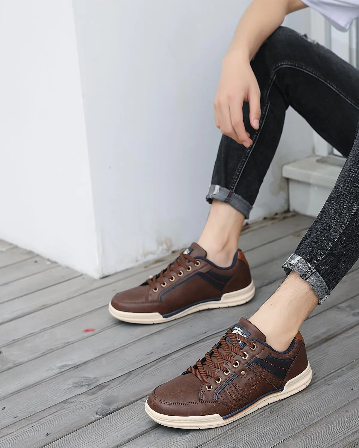 ARRIGO BELLO Mens Casual Shoes Fashion Sneakers Breathable Comfort Classic Lace-Up Low Top Walking Shoes