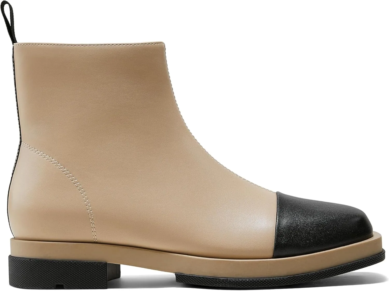 Arromic Women's Ankle Boots Square Toe Low Heel Booties Leather Zipper Dress Short Shoes for Women