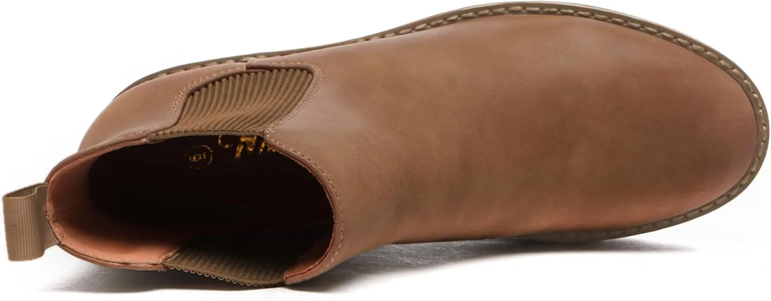 Athlefit Women's Chelsea Wedge Boots Elastic Platform Lug Sole Slip on Wedge Ankle Booties